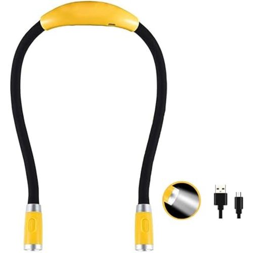 Rechargeable 4 LED Book Light Bright Neck Hug Light, Reading Lights for Reading in Bed, 3 Brightness Levels, Flexible Soft Rubber Arms, Perfect for Bookworms,Knitting,Comping,Crafts