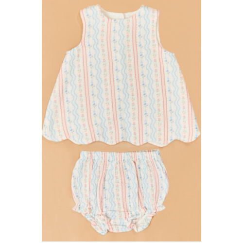 Tulip Stripe Scallop Back Bubble - (3-6m or 6-12m)