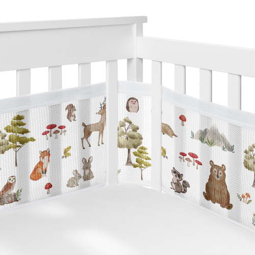 Sweet Jojo Designs + BreathableBaby Watercolor Woodland Forest Animals Multicolor Breathable Mesh Crib Liner Pad