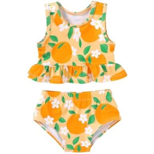 YOUNGER TREE Toddler Baby Girls Summer Swimsuit Sleeveless Striped Swimwear Two-Piece Suit Beach Bikini