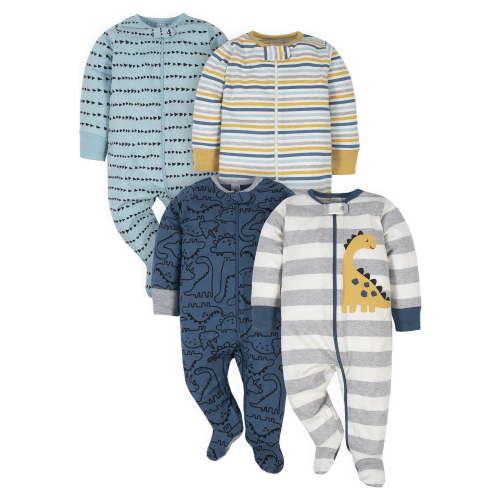 Gerber, Baby Boy Sleep 'N Play Pajamas, 4-Pack, Cotton, Breathable