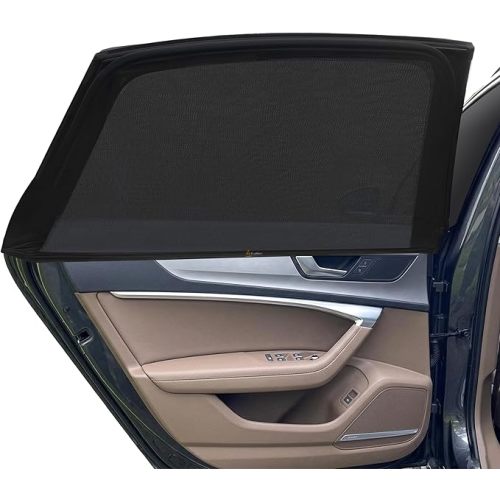 EcoNour Car Window Shades for Side Windows (Pack of 2) | Sun Shade for Car Heat and UV Protection | Adjustable Elastic Fabric Baby Car Shade | Rear Side Window Sun Shade Accessories (Large 21"x36")