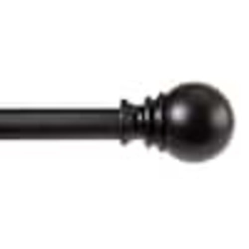 Kenney Layla 30 in. - 84 in. Adjustable Single Value Curtain Rod 1 in. Diameter in Black with Ball Finials KN87002V1NP