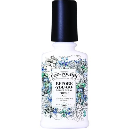 Poo-Pourri Before-You-Go Toilet Spray, Fresh Air, 4 Fl Oz, Up to 200 Uses, Bathroom Odor Deodorizer , Plant-Based with Essential Oils, for Home or Work, Jasmine, Fresh Air and Mint Scent