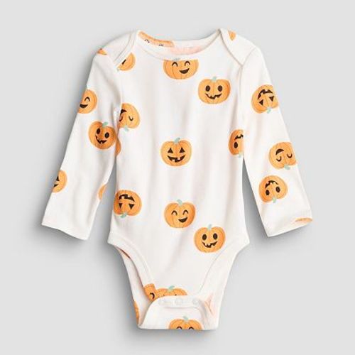 Baby Jumping Beans® Pumpkin Long Sleeve Lapped Shoulder Bodysuit