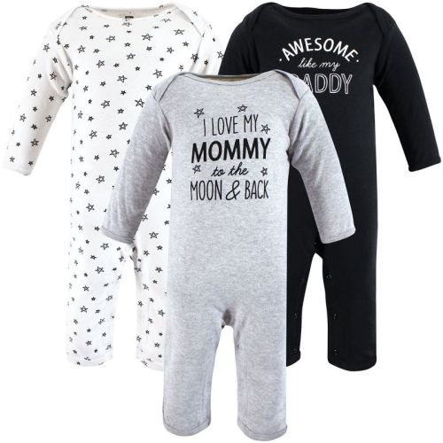 Hudson Baby Infant Boys Cotton Coveralls, Mom Dad Moon Back