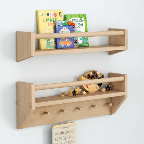Sidekick Shelf & Wall Shelf With Pegs Bundle - Blonde / 24"