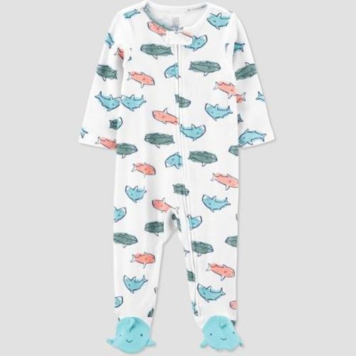 Carter's Just One You® Baby Boys' Shark Footed Pajama - White/teal Blue