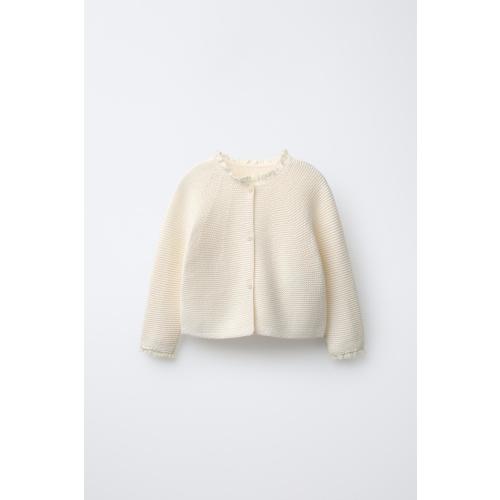 LACE CABLE KNIT CARDIGAN - Ecru | ZARA United States