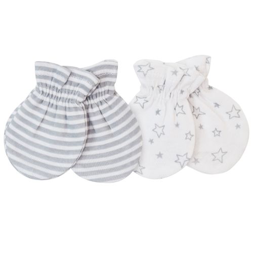 Gerber 2 Pack Grey/White Assorted Pattern Mittens