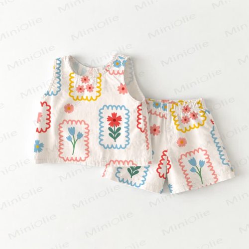 Baby Toddler Girl White Floral Print Sleeveless Set