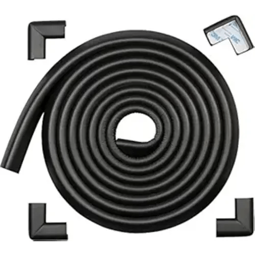 Roving Cove HeftyFit Edge Corner Protector Baby Proofing (Large 15ft Edge 4 Corners), Heavy-Duty, Soft NBR Rubber Foam, Furniture Fireplace Safety Bumper Guard, 3M Adhesive, Onyx Black