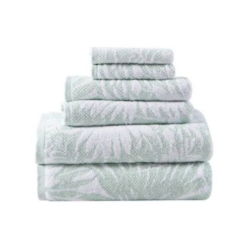 6pc Lago Palm Towel Set Green - Tommy Bahama: Cotton Terry, Midweight, Botanical Pattern, Bath & Hand Towels