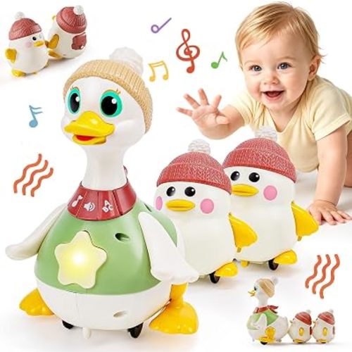 SunnyPal Bilingual Dancing Duck Toys，Tummy Time Baby Toys 6-12 Months