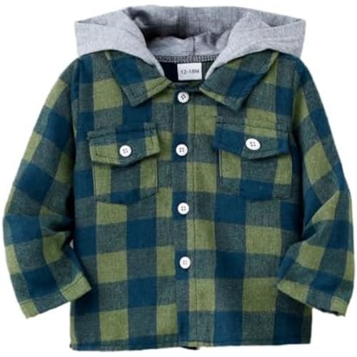 Baby Toddler Boys Long Sleeve Shirt Flannel Buffalo Plaid Shirts Button Down Jacket Top Outfit Fall Winter Clothes