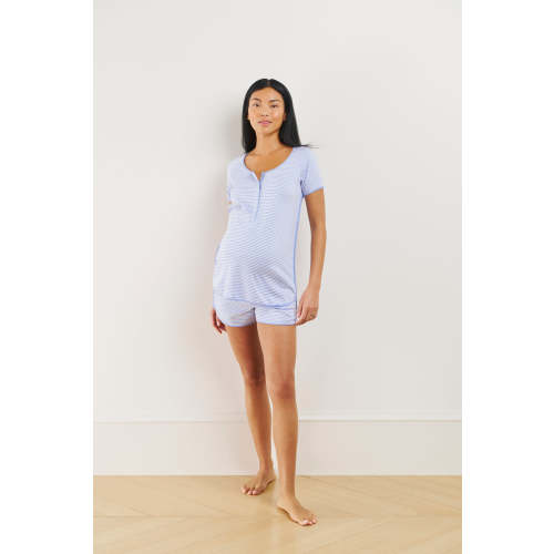 LAKE | Women | Pima Cotton Pajamas | Hydrangea Maternity Shorts Set