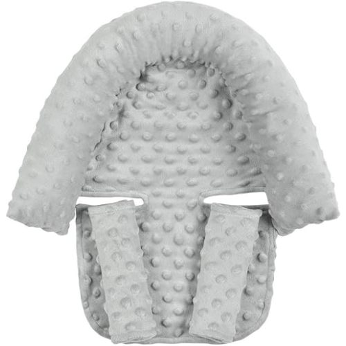 Baby Head Support and Strap Covers, Infant Car Seat Insert Cushion, Ultra Soft Head and Neck Cushion for Car Seat, Baby Car Seat Cushion (Gray)