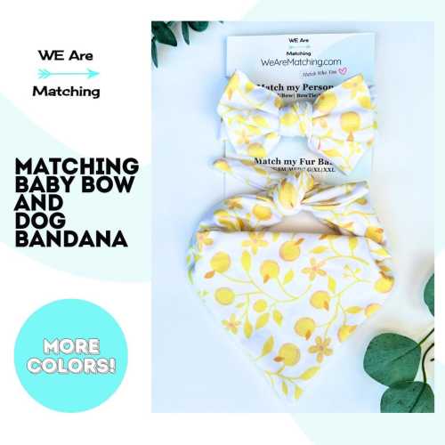 Matching baby bow + dog bandana| Matching set with headwrap bow and tie-on dog bandana| Handmade| Perfect Baby Shower gift