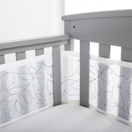 BreathableBaby Breathable Mesh Crib Liner - Deluxe Embroidered Collection - White Links