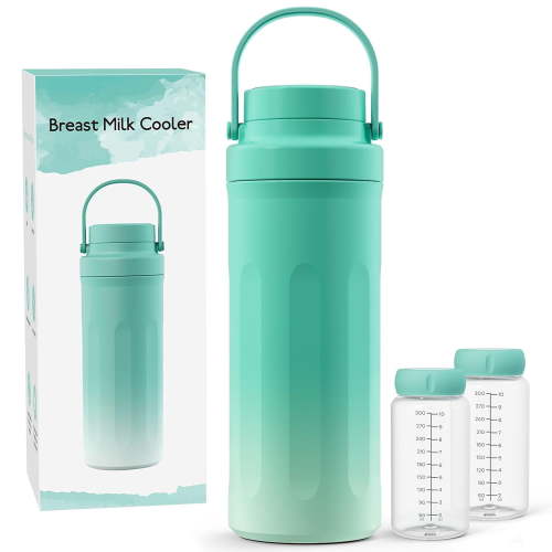 22oz Portable Breast Milk Cooler with Ice Pack, 24H Cooling, Includes 2 Storage Bottles & 2 Cooling Tubes, BPA Free, Travel Essential for Pumping Mom