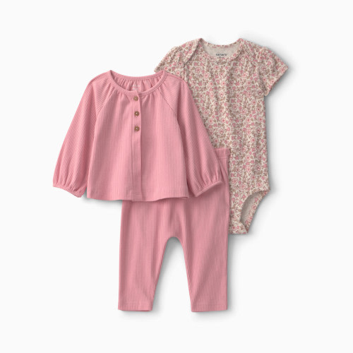 Carter's 3-Piece Long-Sleeve Layering Gift Set - Pink, 6M