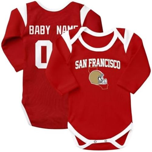 KREDE Baby Clothes Personalized Long Sleeves Bodysuit Custom Name Number for Baby Boy and Girl