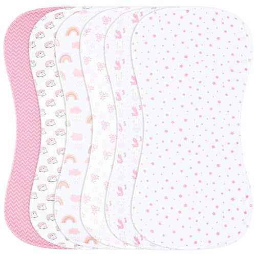 Benoxine 2-in-1 Burp Cloths and Baby Bibs - 6 Pack Large Super Absorbent Soft Cotton Burping Cloths for Spit Up, 3 Layers Thick Baby Burp Rags for Girls & Boys