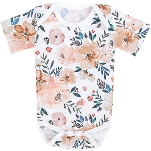 Copper Pearl Short Sleeve Bodysuit Baby: Ultra Soft Bodysuits for Newborns, Boys, Girls, and Infants - Stylish, Comfortable, Overlap Shoulders, Premium Knit Fabric - Autumn, 6-12 Months