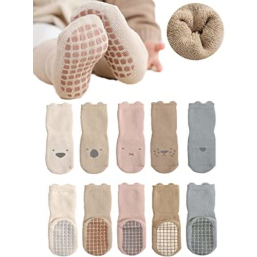 Baby Non-skid Grip Socks Toddler Socks Warm Thick Anti Skid Slipper Crew Socks for Girls Boys Newborn Infant