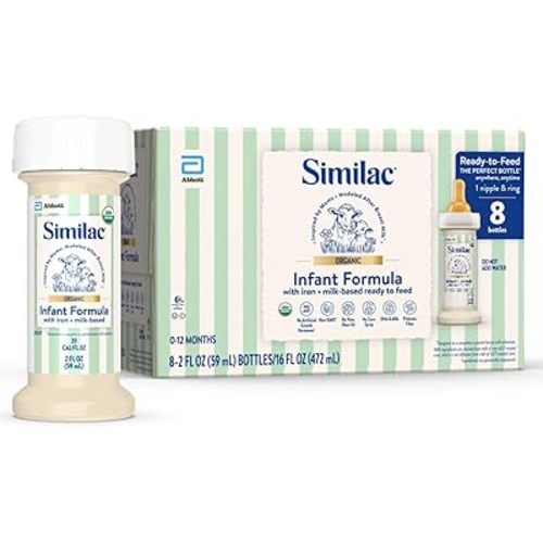 Similac Organic Infant Formula, Easy to Digest, USDA-Certified Organic, Ready to Feed, 2-fl-oz Bottle, Pack of 8