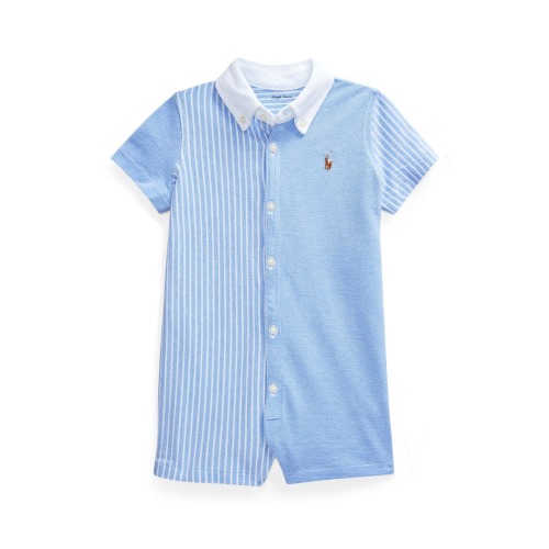Colorblock Cotton Piqué Romper, 3M