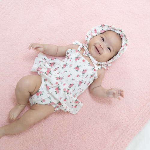 Pink Rosettes - Smocked Bubble with Skirt