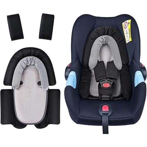 COOLBEBE Upgraded 3-in-1 Babybody Support & Strap Covers Set for Newborn Infant - Extra Soft Car Seat Insert Cushion Pad, Perfect for Carseats, Strollers, Swing, Black