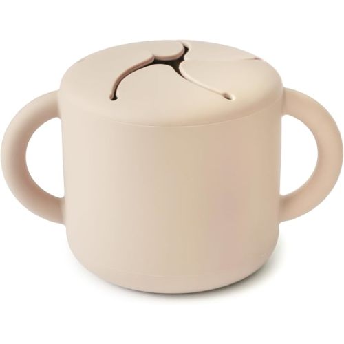 mushie Silicone Snack Cup | Spill Proof Food Container (Shifting Sand)