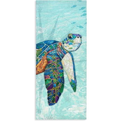 Sea Turtle Ocean Mosaic Collage, 10 x 24 Inch Canvas Wall Art