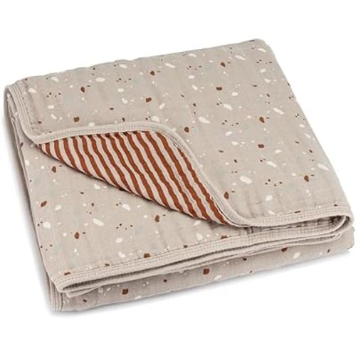 Parker Baby Muslin Blanket | 100% Soft Cotton Toddler Quilt & Baby Muslin Swaddle | Gender Neutral Design 47" x 47" Blanket