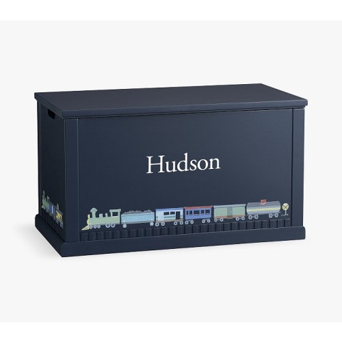 Painted Toy Chest with Trains (31")