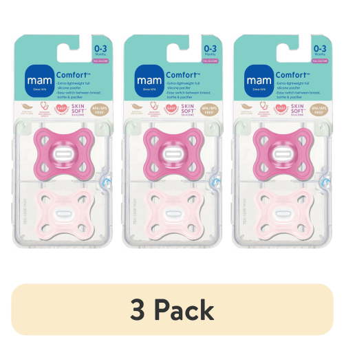 (3 pack) MAM Comfort Pacifier, 0-3 Months, Girl, 2 pack