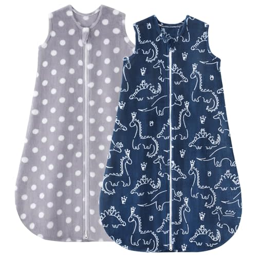 Yoofoss Fleece Baby Sleep Sack 2 Pack 1.5 Tog Baby Wearable Blanket with 2-Way Zipper