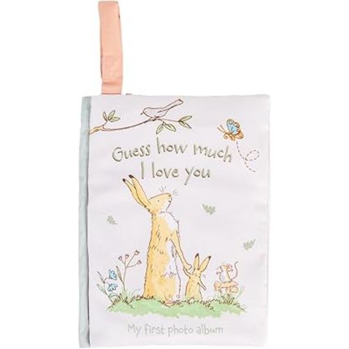 KIDS PREFERRED Guess How Much I Love You My First Baby Soft Photo Memrory Album Crinkle Soft Sensory Book Holds Three 4" x 6" Photos with Soft Fabric for Babies, 6.25x9 Inch