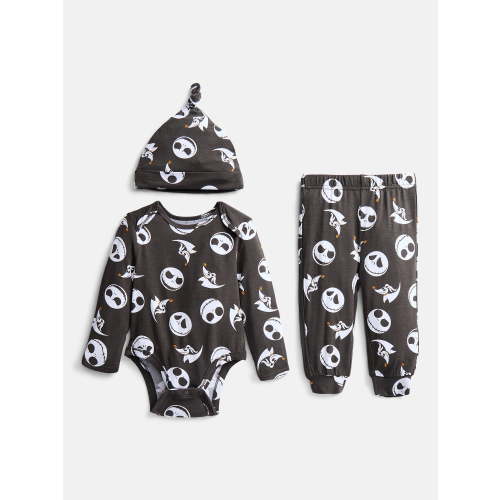 Nightmare Before Christmas Baby Boys Cozy and Comfortable Viscose Halloween 3-Piece Pant Set with Matching Hat, Sizes NB-24M