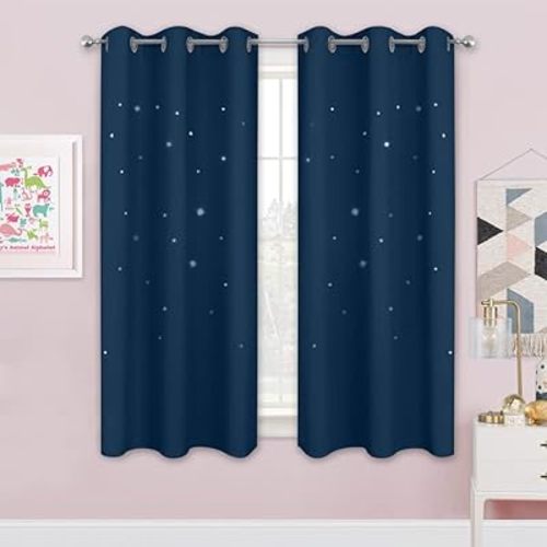 NICETOWN Moroccan Blue Blackout Curtains for Boys/Kids Room, 1 Set, W42xL63