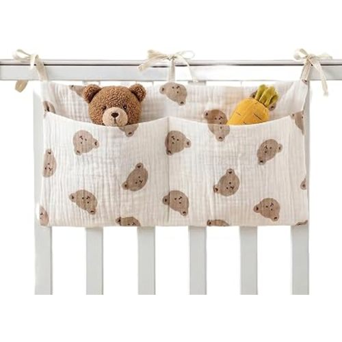 BAUCH Baby Bed Organiser, Nursery Hanging Bed Organiser with Pocket Organiser, Side Cot Baby, for Nappies, Clothes, Toy, Hanging Organiser, Baby Bed Bag, 39 x 20 cm