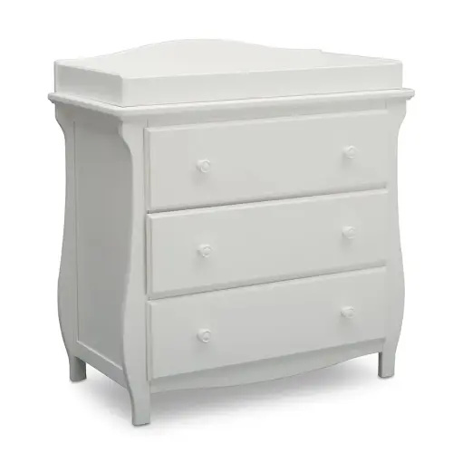 Delta Children Lancaster 3 Drawer Dresser with Changing Top and Interlocking Drawers - Greenguard Gold Certified, Bianca White