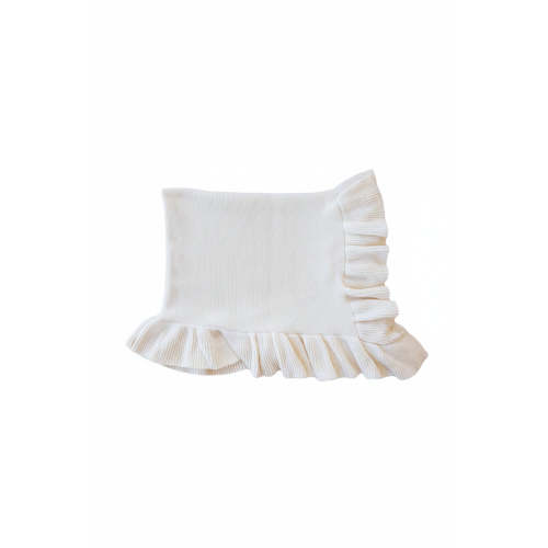Knit Blanket With Ruffle in Ivory | Caden Lane