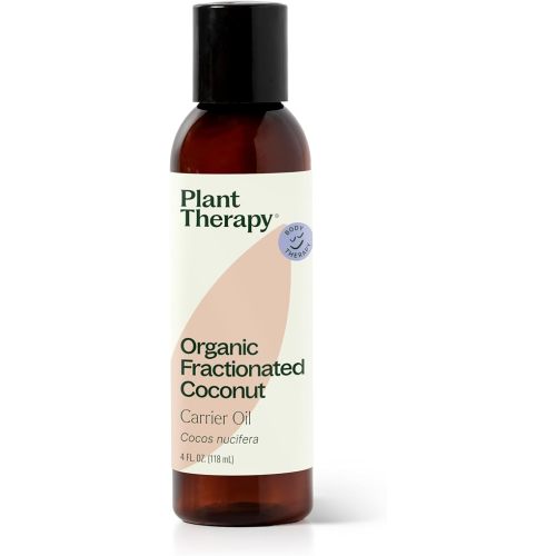 Plant Therapy Organic Fractionated Coconut Oil 4 oz, 100% Pure, USDA Certified, Liquid Coconut Oil for Essential Oils, Body Care, Massage, and Aromatherapy