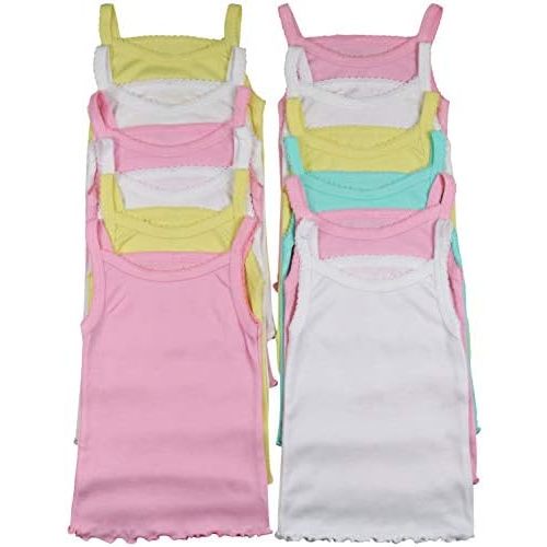 ToBeInStyle Girl's 4 Pack Ruffle Hem Spaghetti Strap Tank Tops