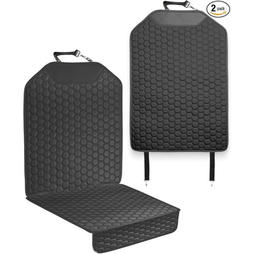 Owleys Car Seat Protector Set - Black, Waterproof & Non-Slip, Kick Mat & Back Seat Protection