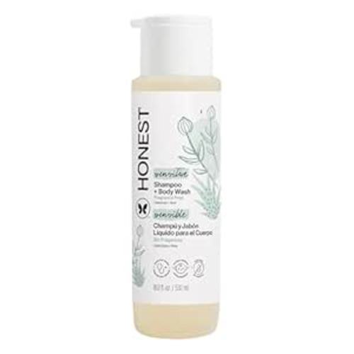 The Honest Company 2-in-1 Baby Shampoo & Body Wash, Fragrance-Free, Gentle, Tear-Free, Hypoallergenic, Naturally Derived, Sensitive Skin, 18 fl oz