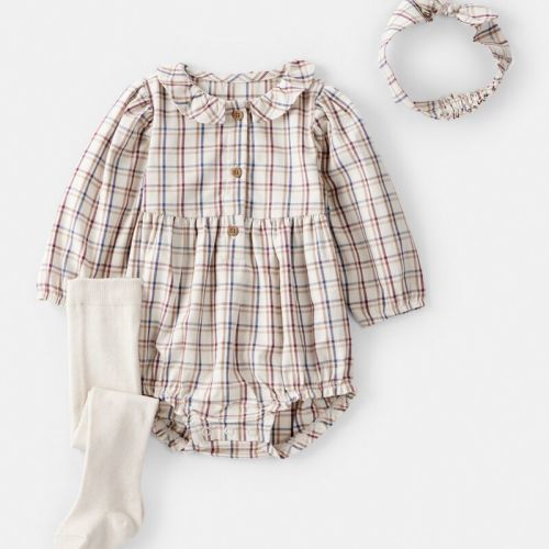 Baby Girl 3-Piece Plaid Bubble Outfit Set | Carter’s Oshkosh Canada